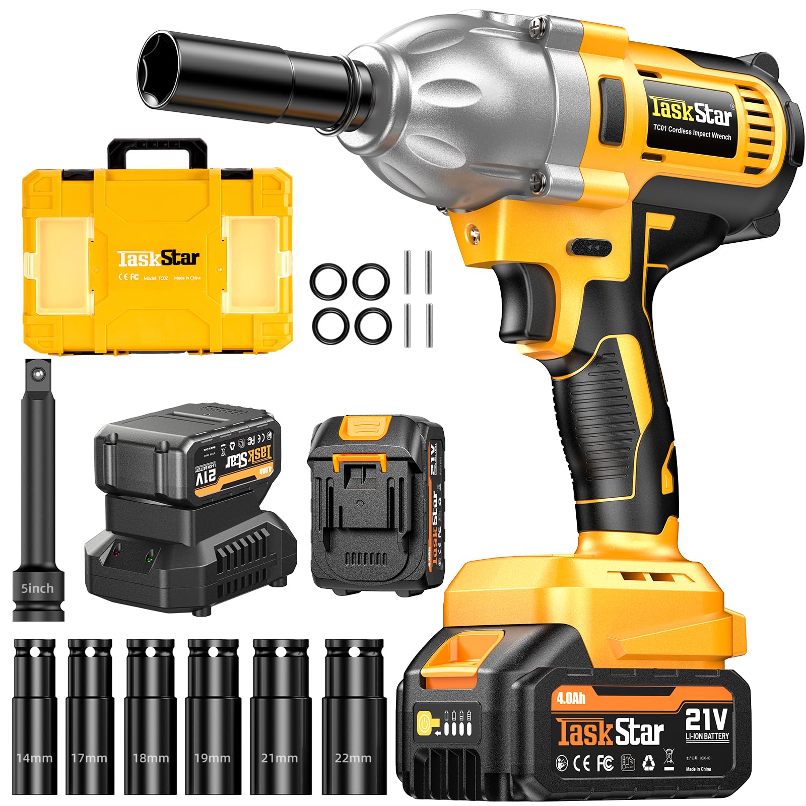TaskStar Cordless Impact Wrench 740 Ft-lbs 1/2-Inch