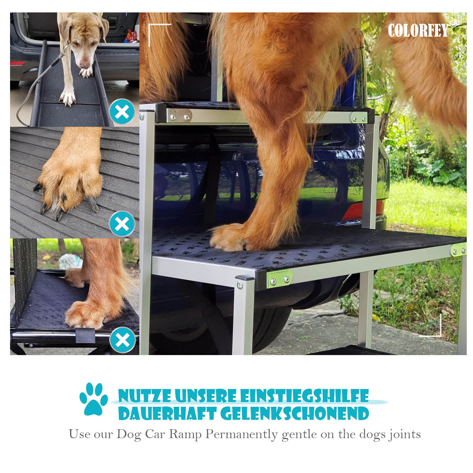 Buy COLORFEY Dog Ramp Stair Steps Upgrade 5 Steps Large Dog Ramp