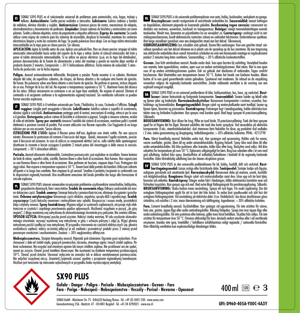 SONAX Olio Multifunzionale Universale (400 ml) lubrifica, protegge e preserva. Senza silicone. Ideale per parti arrugginite e bloccate | Art. 04743000