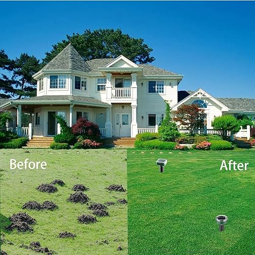 Miniatura 4 de Repelente de topos alimentado por energía solar, paquete de 10 repelentes de serpientes, disuasorio sónico de topos, control de plagas, repelente de