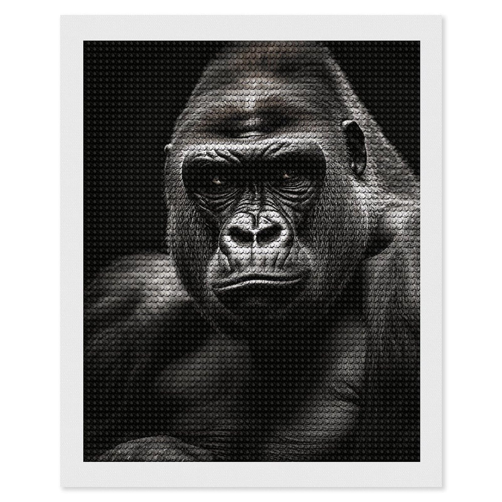DWVTSLH Male Gorilla Diamond Painting Kits for Adults, Personalized Diamond Photo Art Full Drill, DIY 5D Diamond Art Painting Kits for Beginners, Home Wall Decor 16"x20"