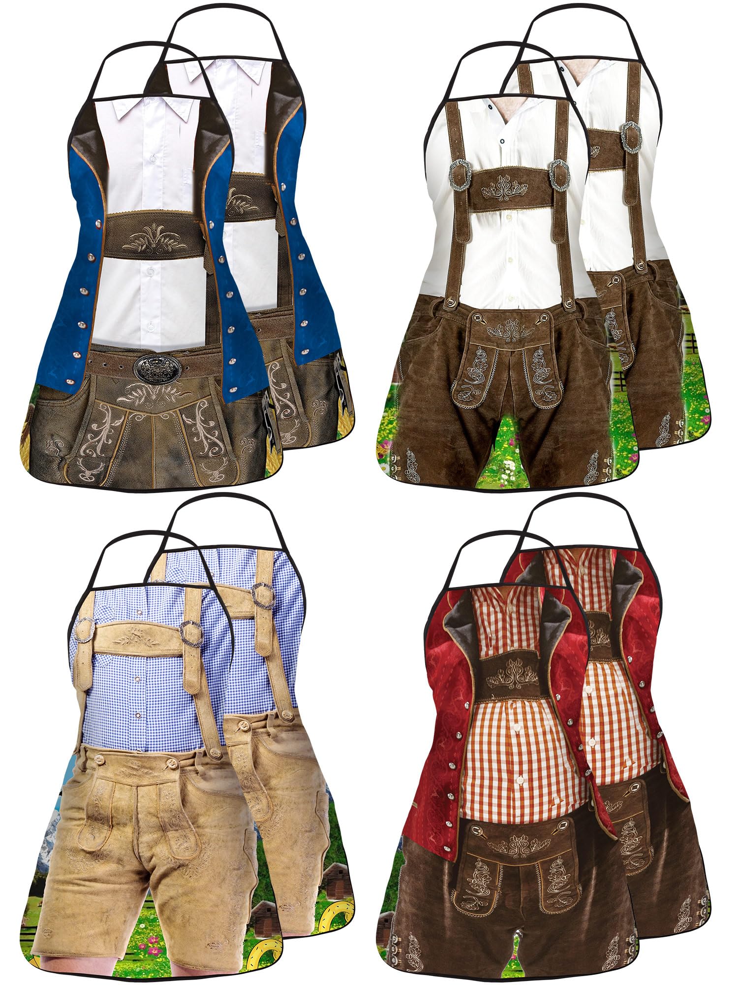 8 Pcs Oktoberfest Apron German Beer Party Costume Bavarian Novelty
