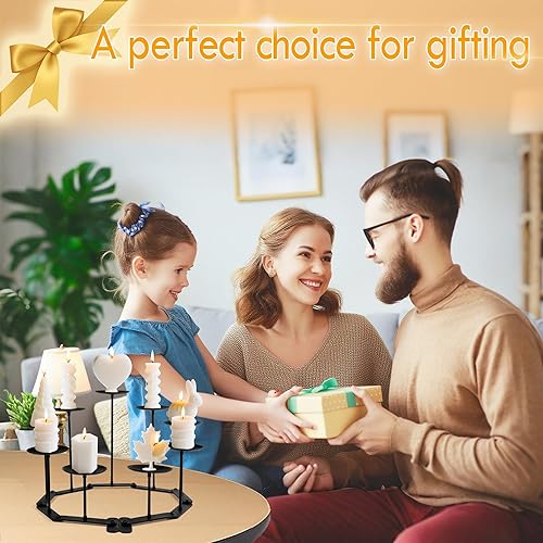 Miniatura 8 de Candelabro de chimenea Candelabro 9 candelabros de hierro negro para velas de pilar