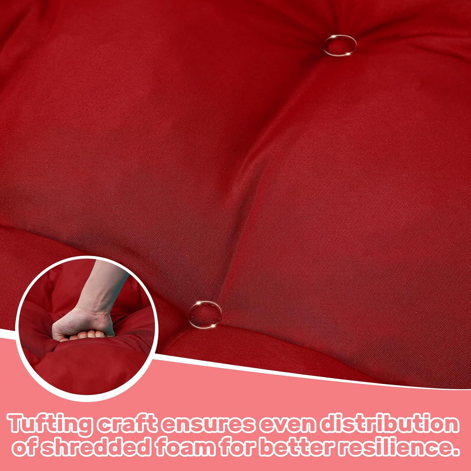 idee-home Egg Chair Cushion Replacement, Hanging Chair Cushion Outdoor with Waterproof Cover, Wicker Hammock Swing Cushioned for Patio, Red（Without Chair）