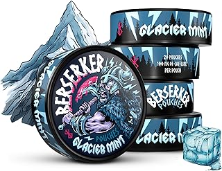 Berserker Energy Pouches - Glacier Mint - Caffeine Infused - 100mg per Pouch - 5 Pack - Tobacco Free - Nicotine Free