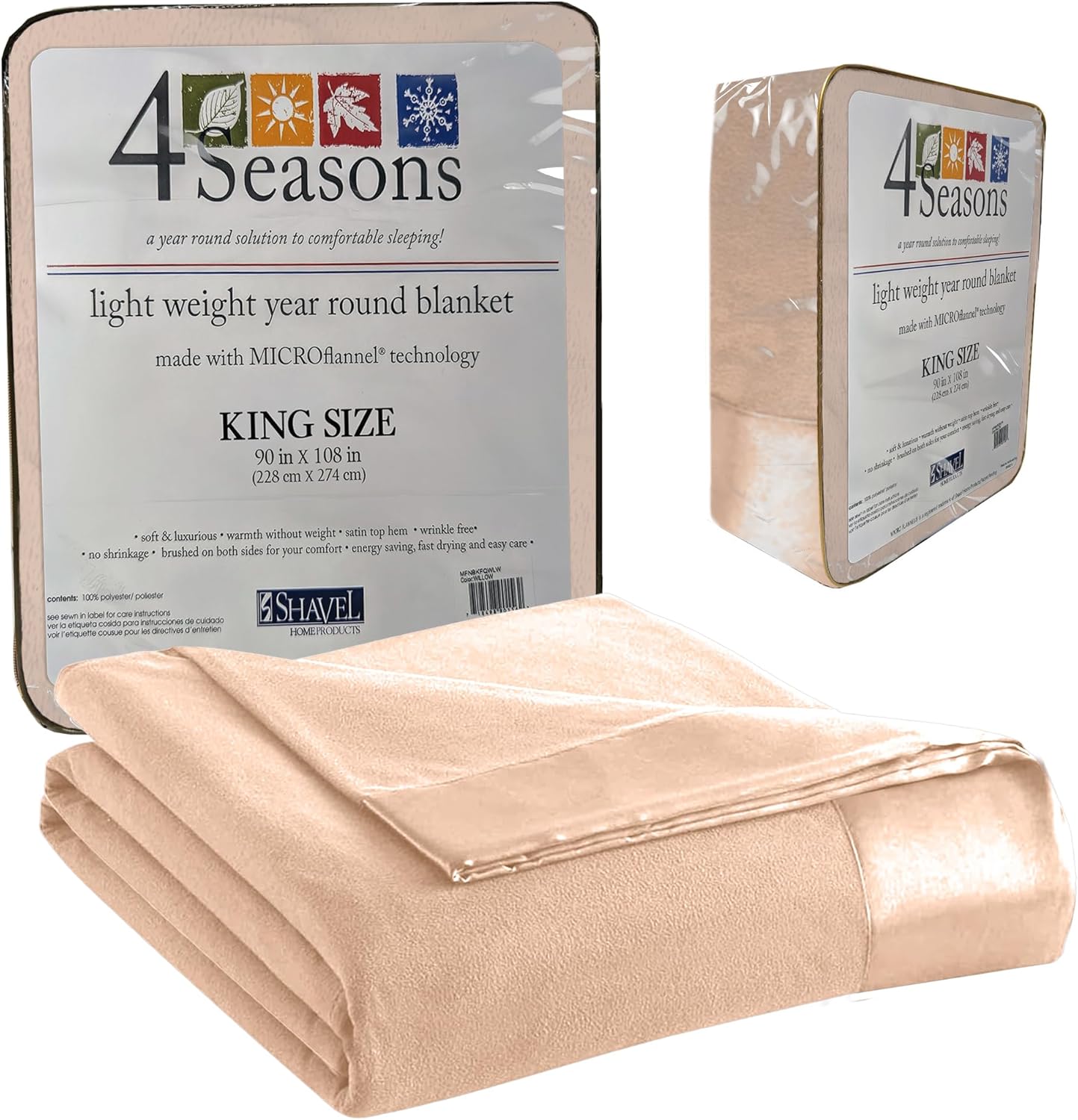 Thermee Micro Flannel King-Size Blanket, Lightweight All Seasons Cozy Blanket, Throw Blankets for Home and Living Room, Soft Blanket for Couch, Machine Wash & Dry, No Pilling, Comfy Blanket - Tan King Tan