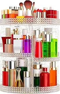 Awenia Makeup Organizer 360-Degree Rotating, Adjustable Makeup Storage, 7 Layers Large Capacity Cosmetic Storage Unit, Fits Different Types of Cosmetics and Accessories, Plus Size(Glitter)