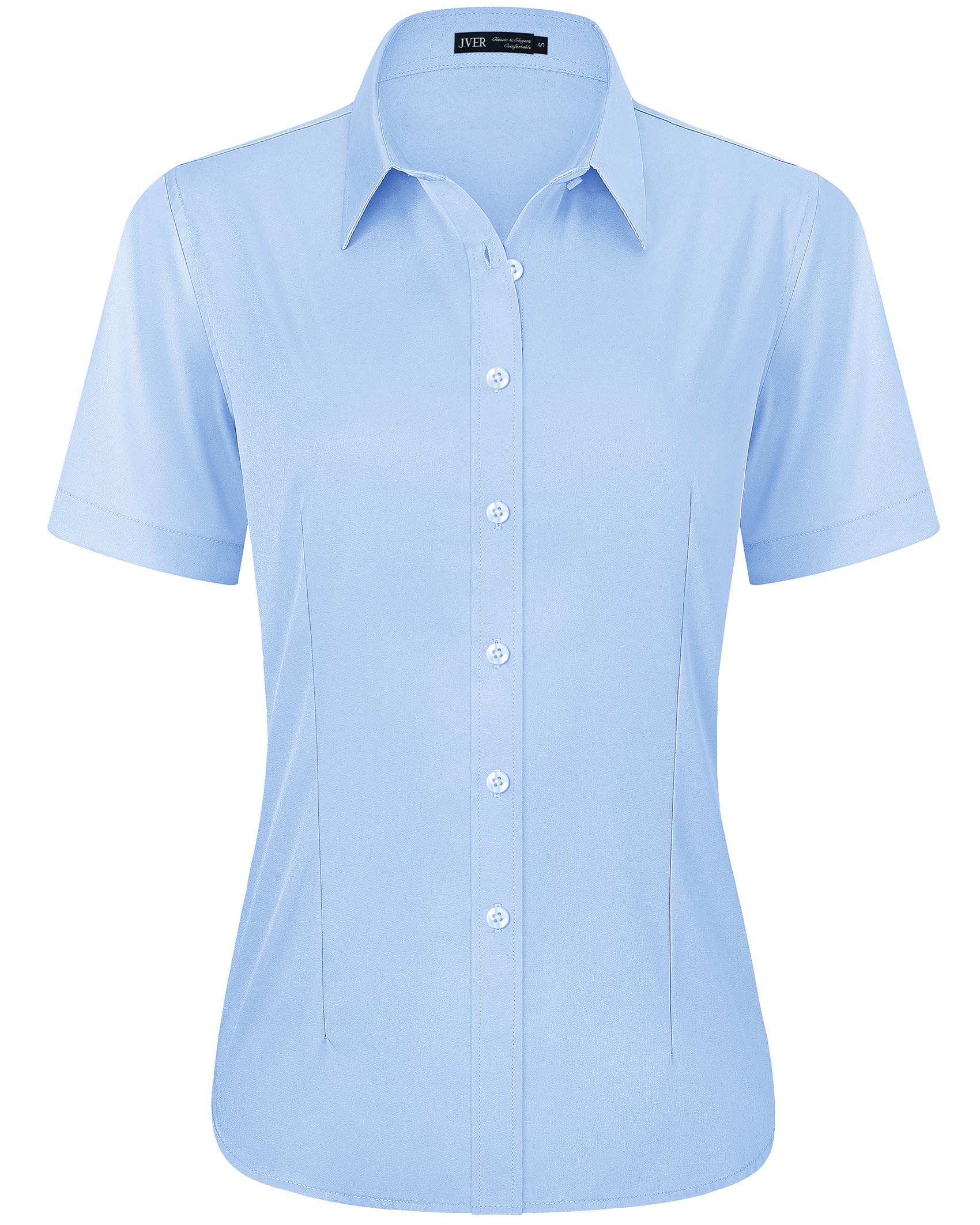 J.VER Bluse Damen Kurzarm Casual Businessbluse Regular Fit Knitterfrei Bügelleicht Sommershirts mit Knopleiste Freizeithemd Tops