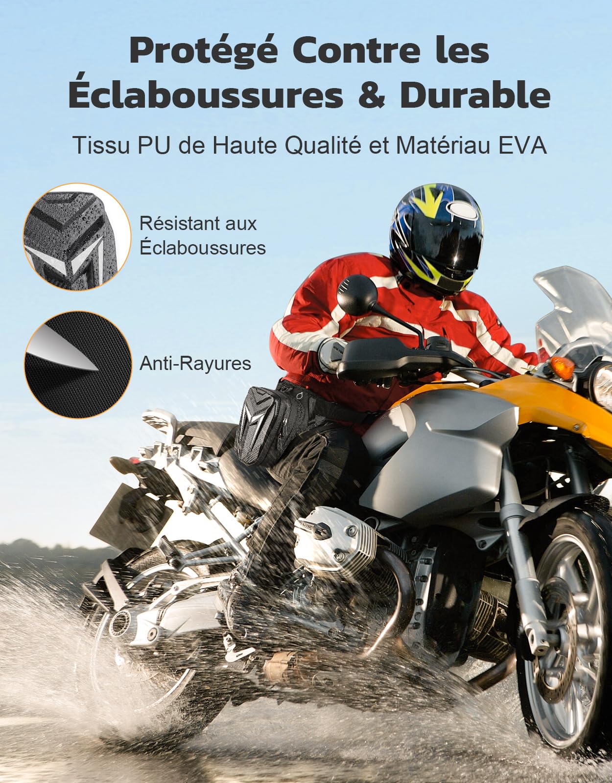 Mohard Sacoche de Jambe Moto, Sac d'Équipement Moto Jambe Réglable pour Femme Homme, Stockage Extensible & Bande Réfléchissante, Sac Banane Pochette Cuisse Multifontion pour Randonnée Cyclisme Pêche
