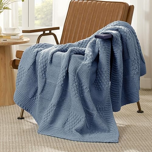 Miniatura 17 de Amélie Home Manta de Tiro de Punto de Chenilla Chevron para Sofá, Manta Suave Decorativa con Textura Acogedora para Sofá y Silla, 50"x60", Marfil