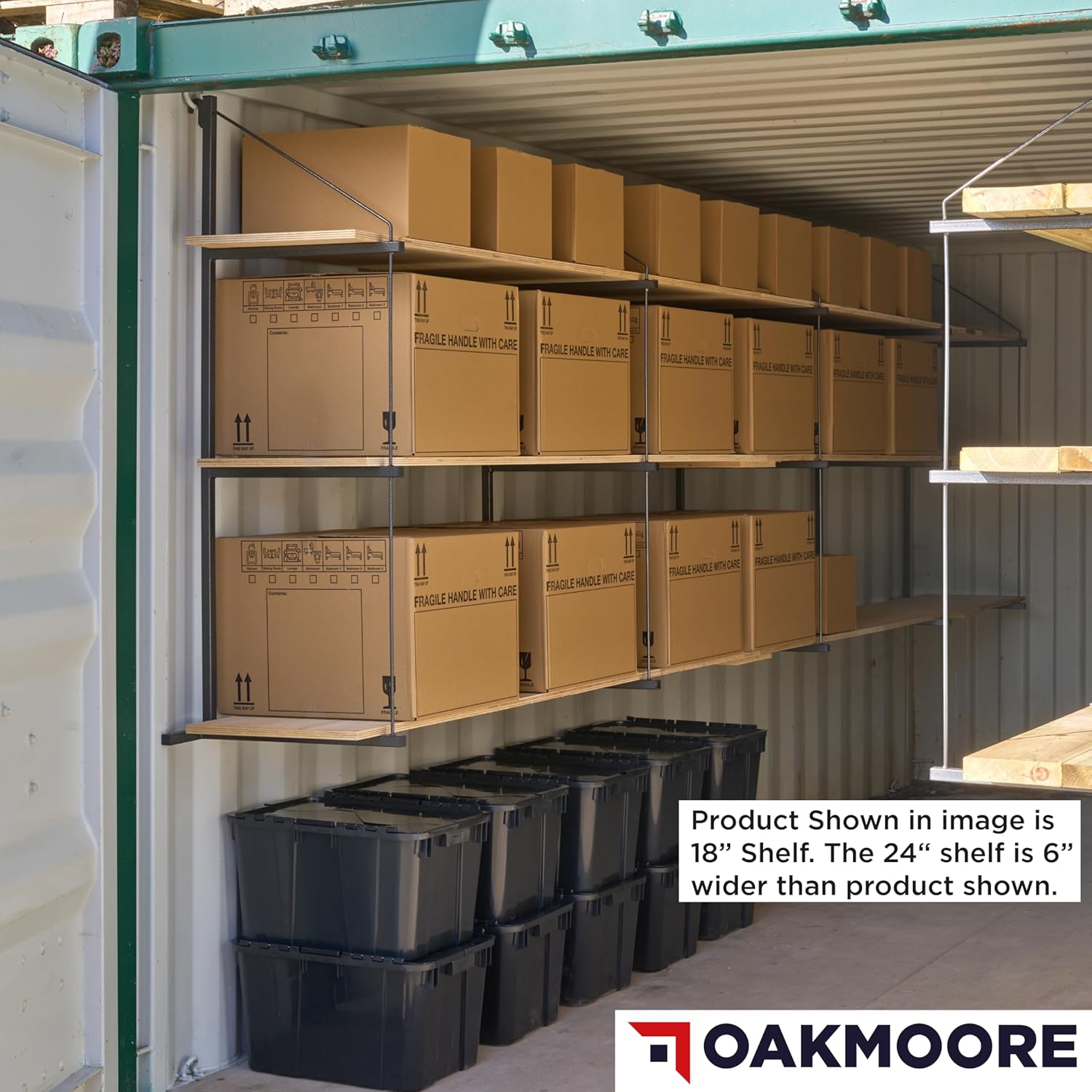 XL Heavy Duty Shipping Container Shelving, 4 Pack Shipping Container Accessories, Pre Welded Storage Container Shelves, Conex Compatible Shipping Container Brackets (24" Shelves (Pack 4))