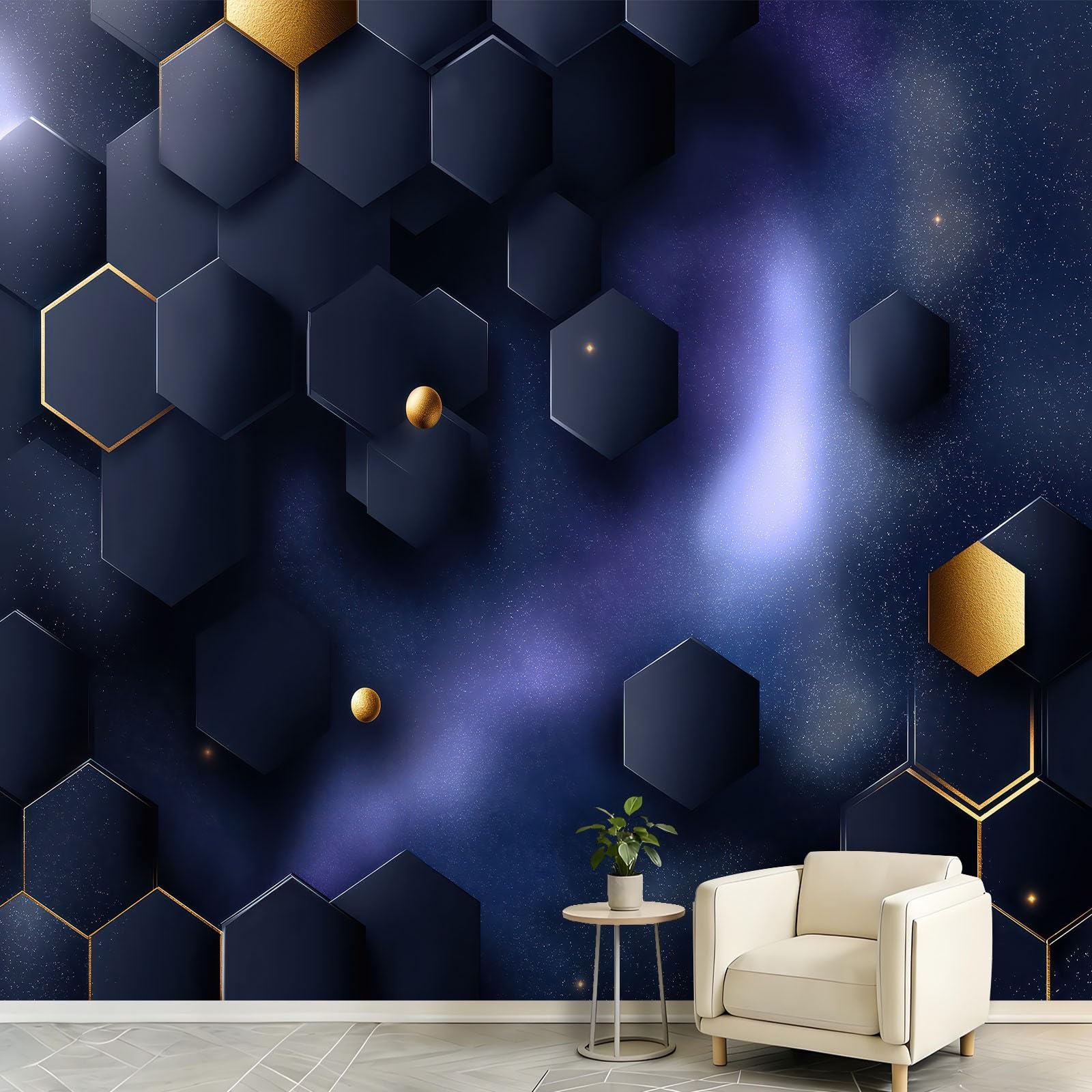 Générique Tapeta 3D gwiaździste niebo mgławica 200 x 140 cm - panoramiczna tapeta ścienna - fantazyjny plakat kosmiczny - dekoracja do salonu, sypialni, kuchni i łazienki