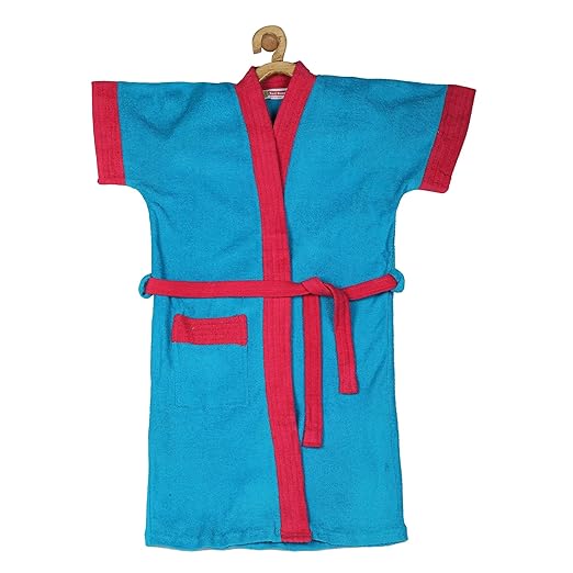 Red Rose Unisex Half Sleeve Soft Terry Bathrobe BATHROBE02BLUE