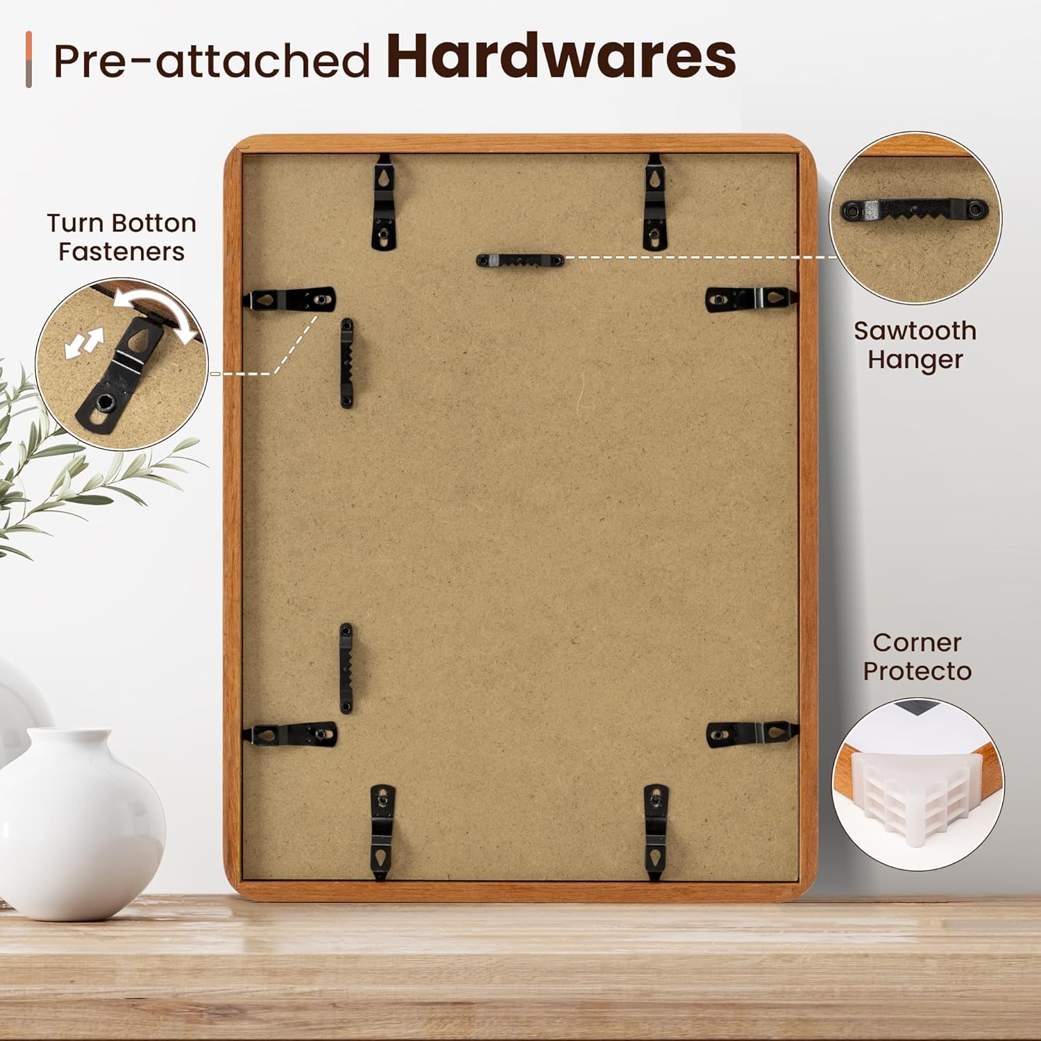 Axeman 16x20 Picture Frame Natural Teak Solid Wood Poster Frame from CA-USA with Tempered Glass, Handcrafted 16x20 Photo Frame Matted to 11x14 with Sharp Edges and Rounded Corners, Wall Mount Display