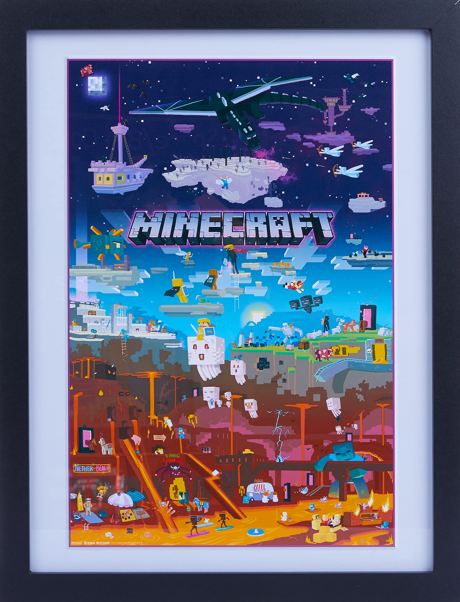 GB eye LTD PFC2639 , Minecraft, World Beyond, Framed Print 30x40cm, Wood, Multi-Colour,