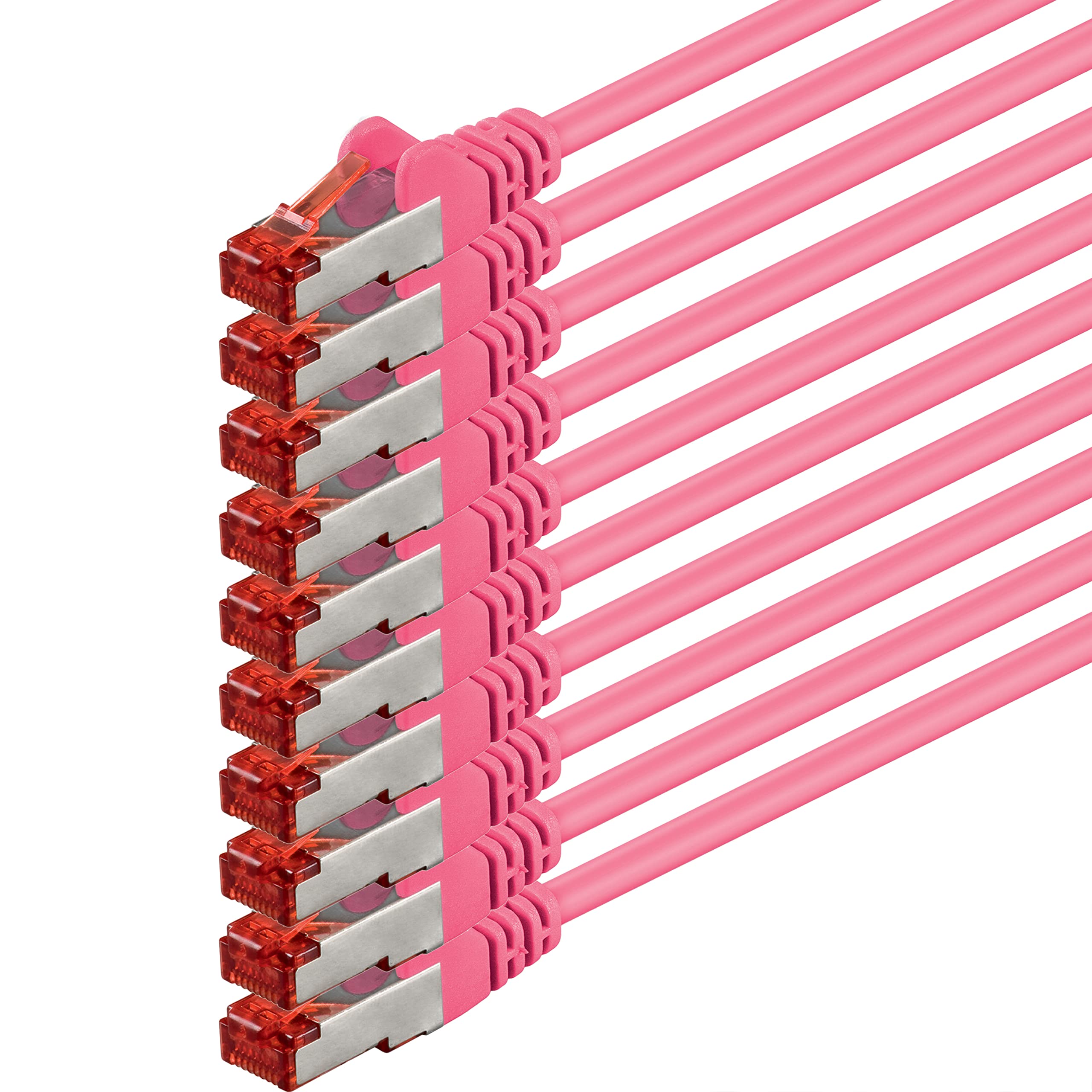 1aTTack.de 10x 5m Cat6 Cat.6 Ethernet-Kabel Cat 6 Netzwerk-Kabel Patch-Kabel RJ45 SFTP - Magenta