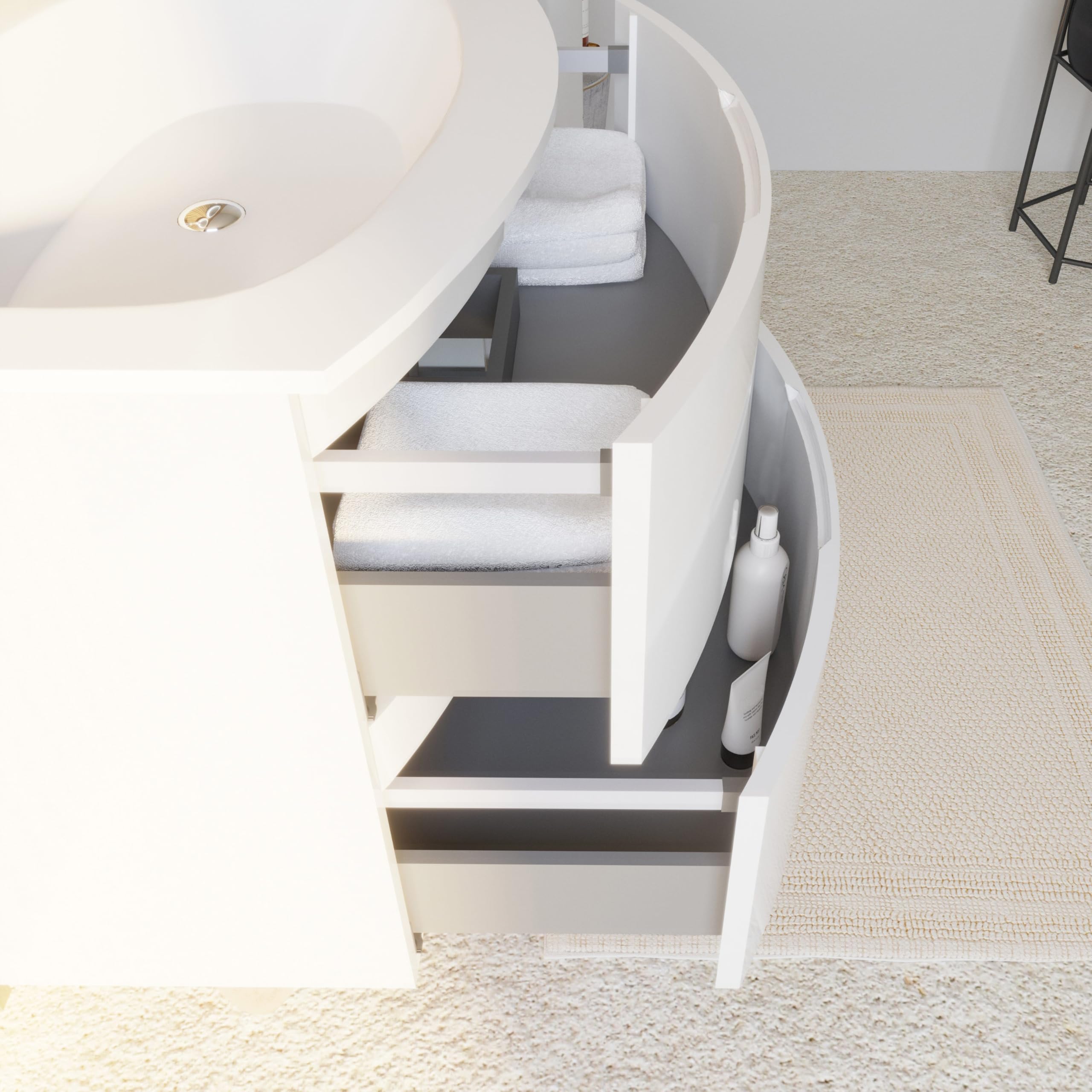 Kiamami Valentina - Mobile Bagno Sospeso 105 Cm Bianco Lucido Specchio A Goccia | Los Angeles