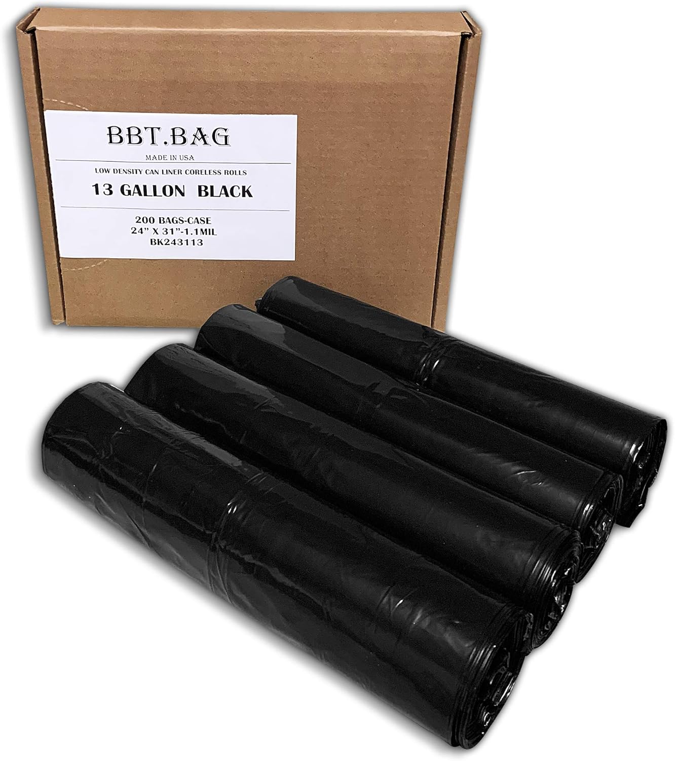 Amazon.com: 13 Gallon Black Trash Bag, Tall Kitchen Black Trash Bag 200 ...