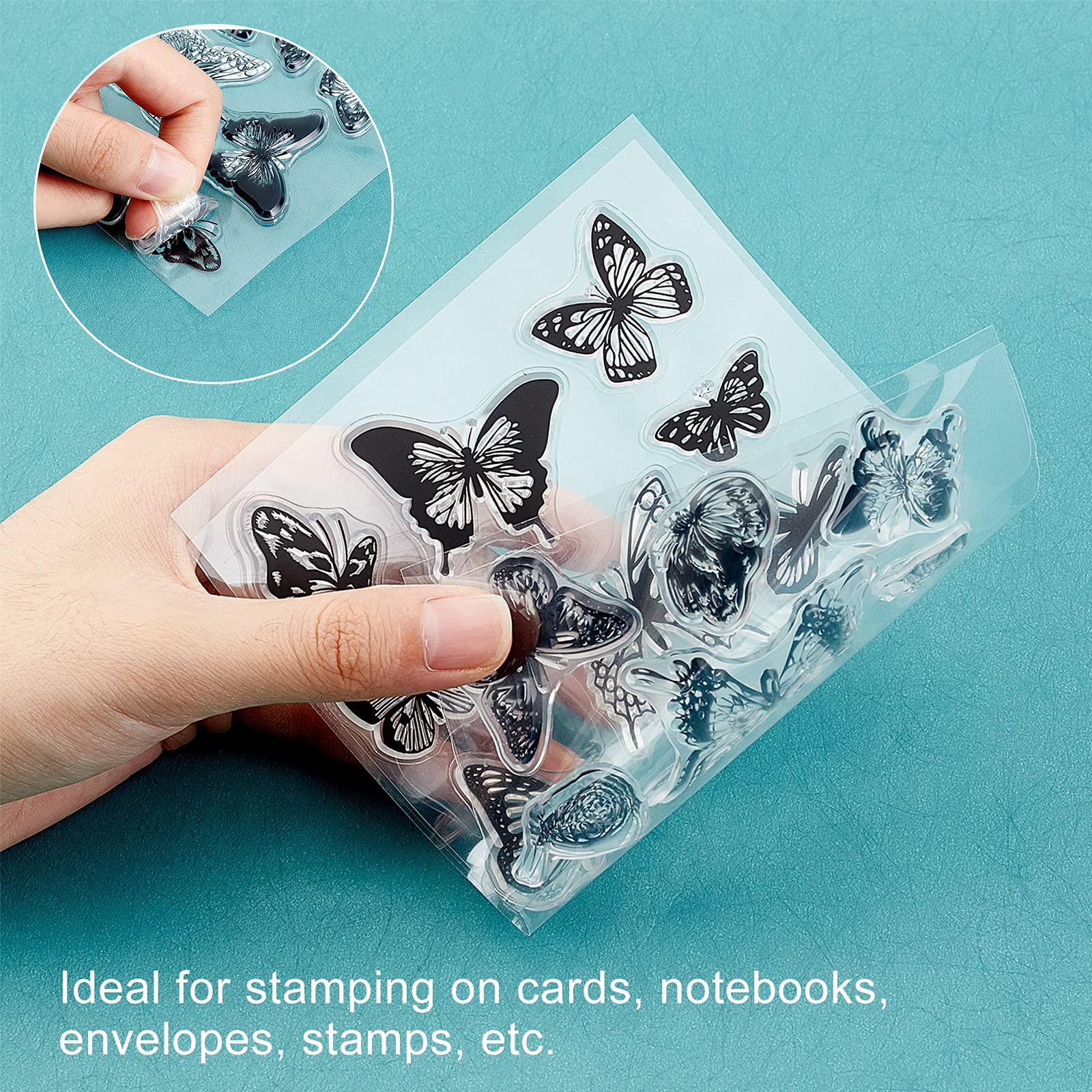 GLOBLELAND Timbri Trasparenti In Silicone Farfalle Compleanno - Set Con Parole Di Benedizione Per Scrapbooking, Album Foto, Biglietti Fai Da Te