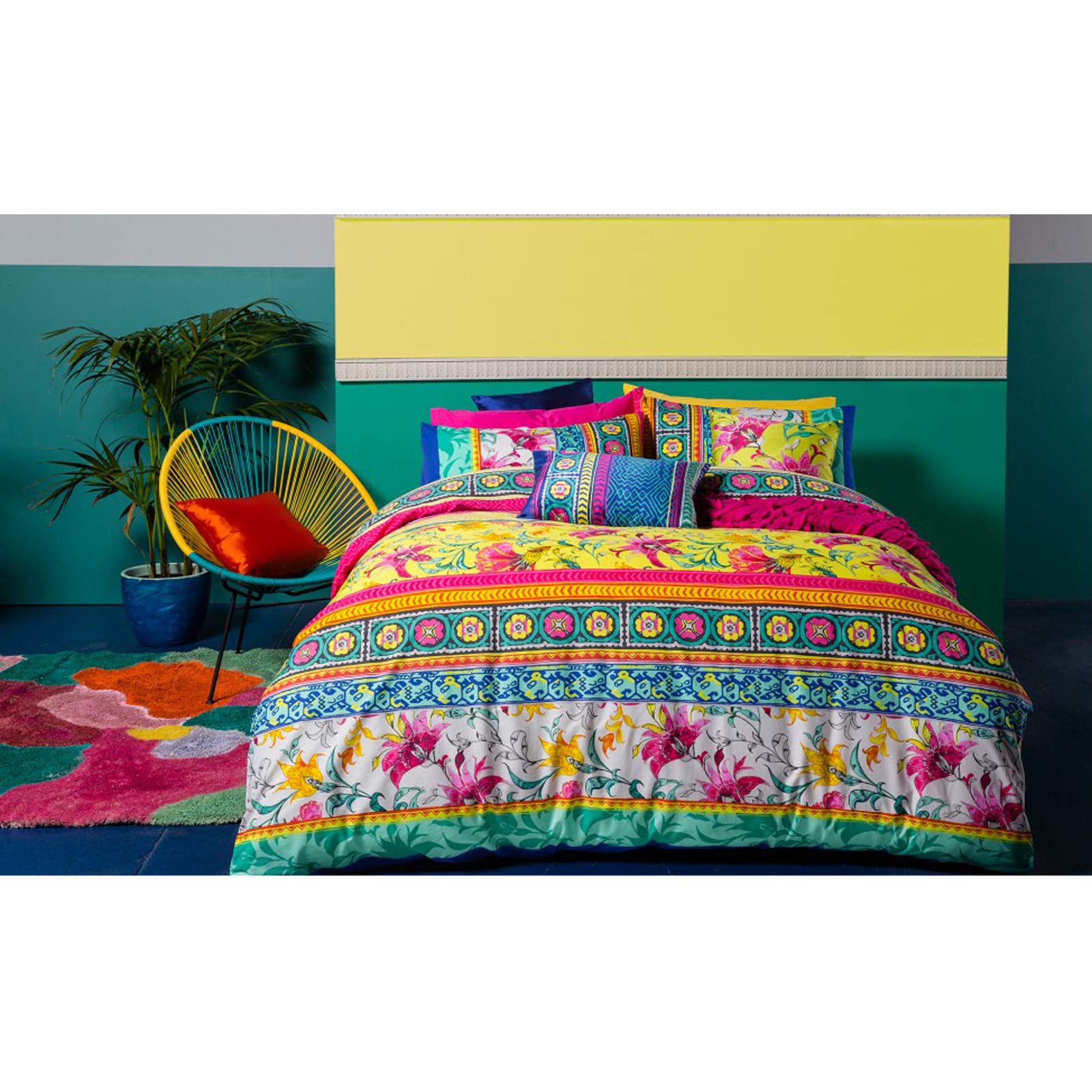 Kas Australia 3 Piece Varna Duvet Set - Queen Size 240 X 220 Cm - Multi Color
