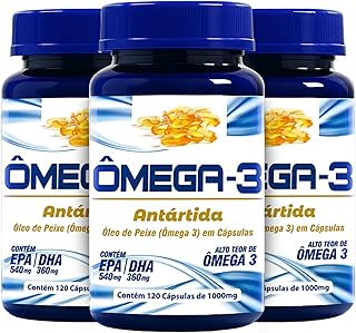 Kit 3x Ômega-3 Antartida Óleo de Peixe | Suplemento Alimentar Premium com EPA & DHA– 120 Cápsulas Combo Triplo