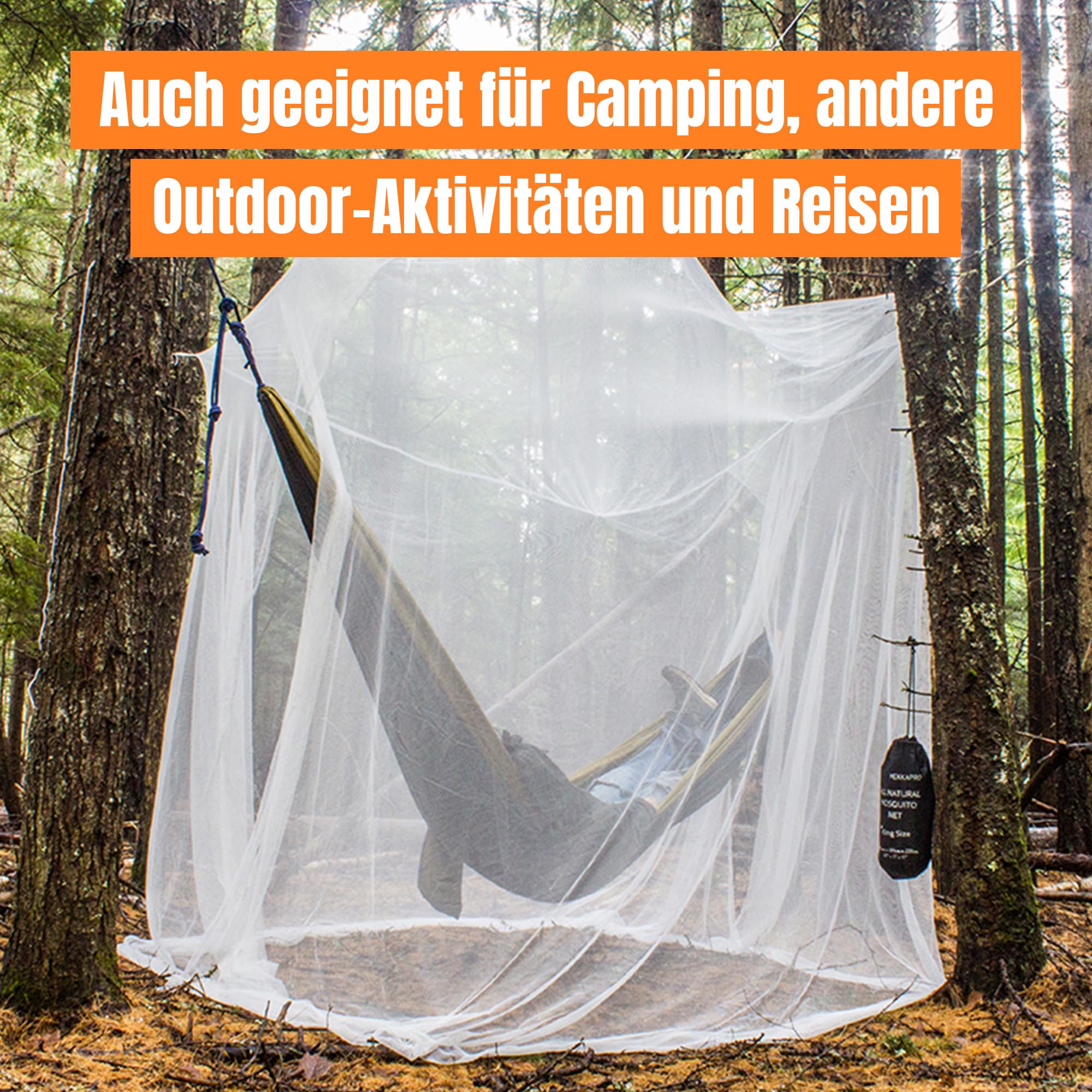 MEKKAPRO Ultragroßes mit Tragetasche, – Moskitonetz Bett inkl. Haken für Zuhause und Reisen – Moskitonetz Reise – Doppelbett – Mückennetz XXL – Für Einzel-, Doppelbetten und Babywiegen