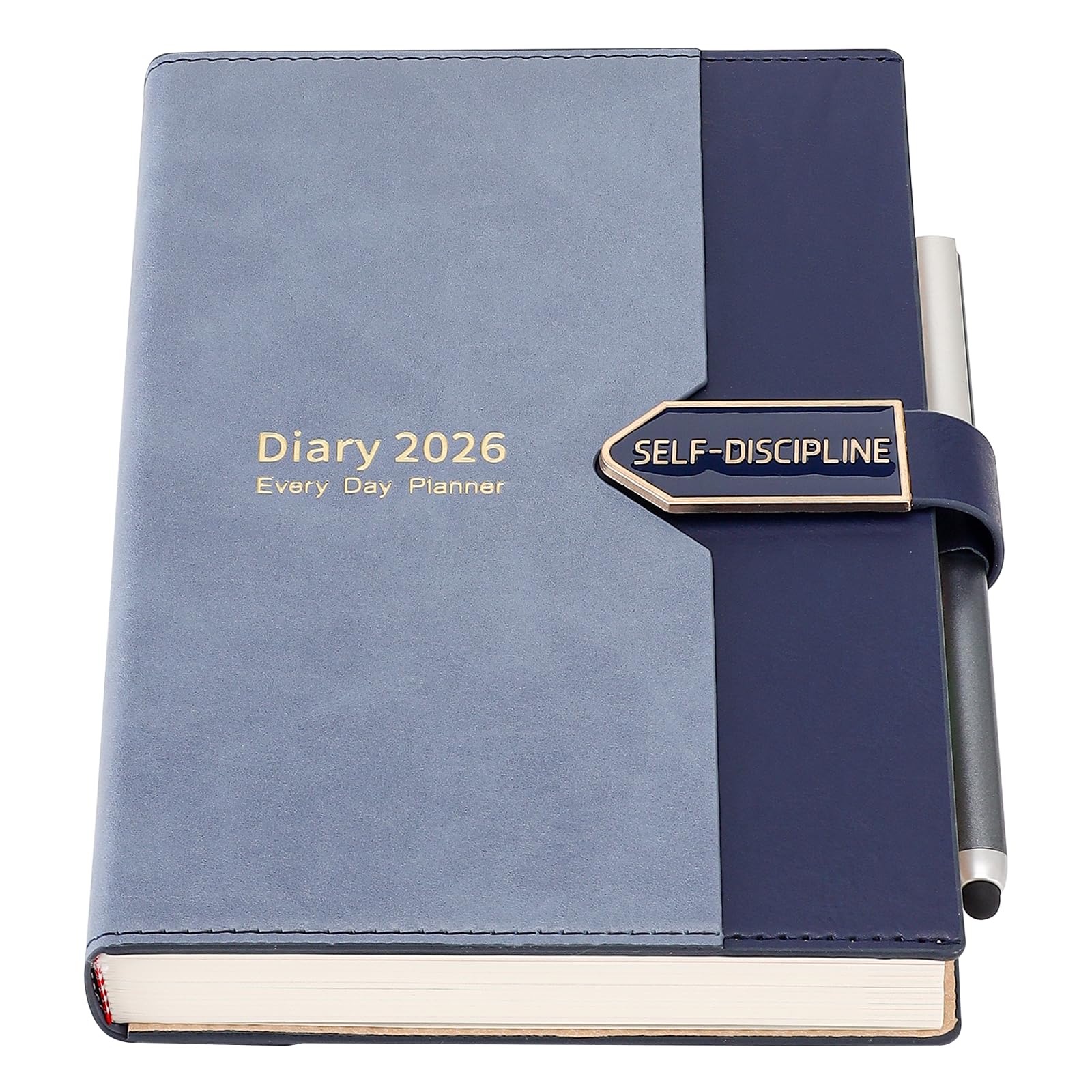 MljtoyoA5 Diary 2026 Day per Page,Hardcover Productivity Daily Planner Diary,Full Year Planner from January 2026 to December 2026 with Pen,Colored Side Tabs, Blue โ image 1