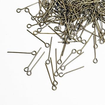 500pcs 20mm Open Eye Pins Bronze Head Pins Suitable for DIY Rosary Bracelet Necklace Making Bronze,20mm