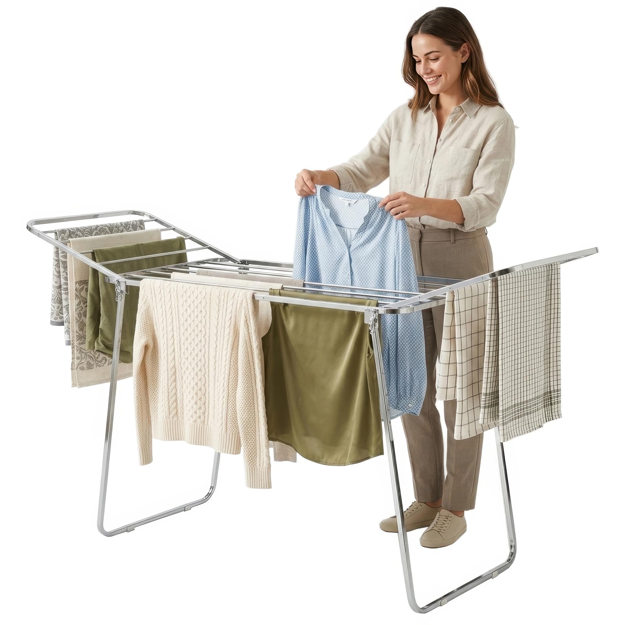 Synergy - Super Heavy Duty - Large Stainless Steel Foldable Wing Style Cloth Dryer/Clothes Drying Stand (SY-CS10)