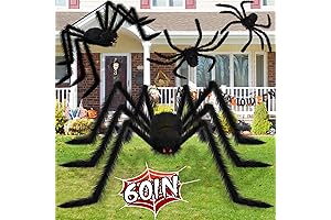 4 Pack Giant Drop Spiders for Halloween Decor