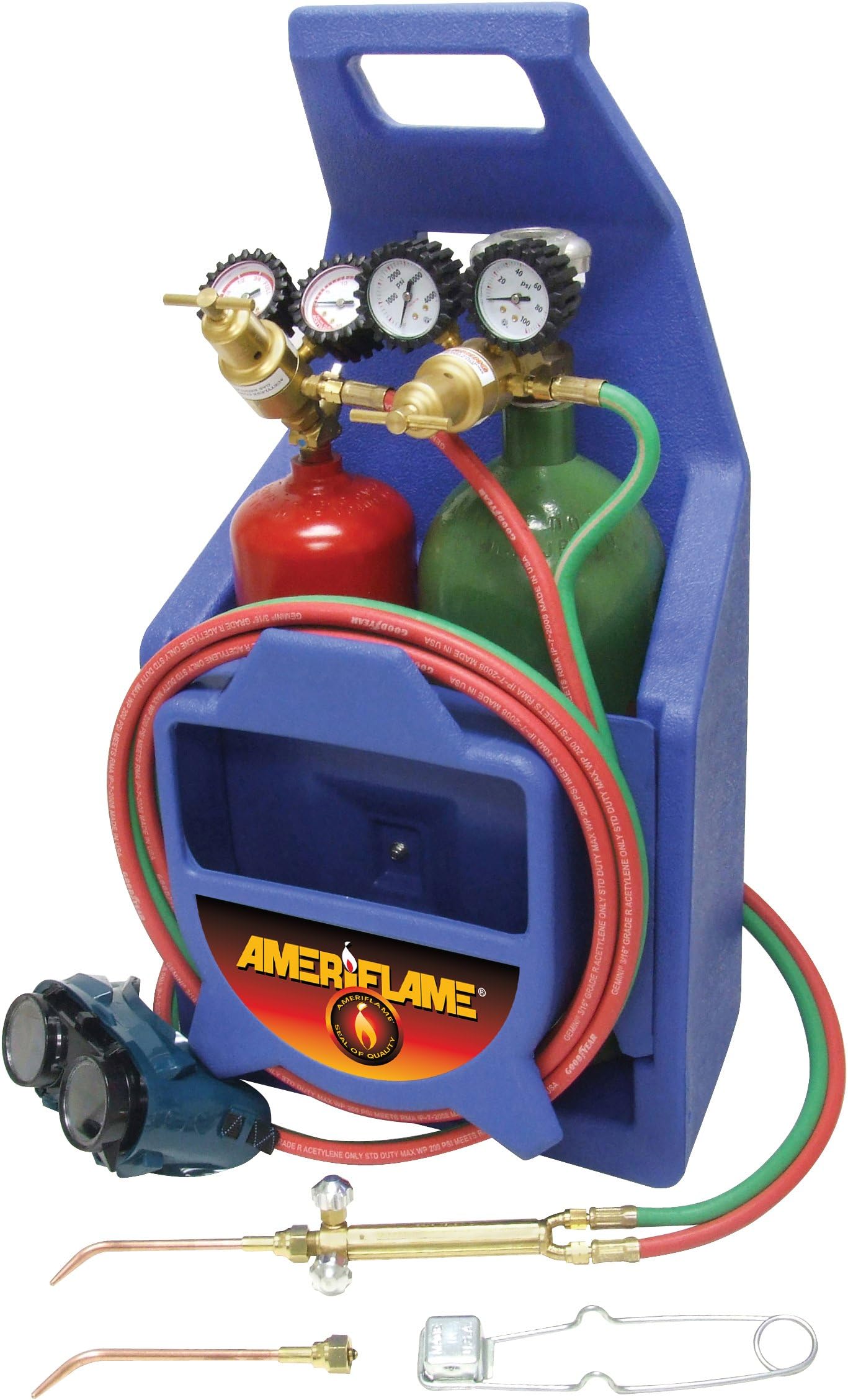 T100AT Medium Duty Portable Welding/Brazing Outfit with Plastic Carrying Stand Plus Oxygen & Acetylene Tanks