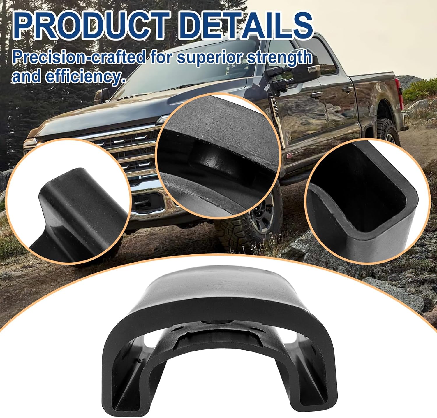 4PCS E8TZ-5A978-A Rear Suspension Leaf Spring Insulator Insert Bushing Bumper Pad - Compatible with Ford F-Super Duty Truck F-350 Chassis Cab 1988-2025, Replace# E8TZ5A978A (Black)