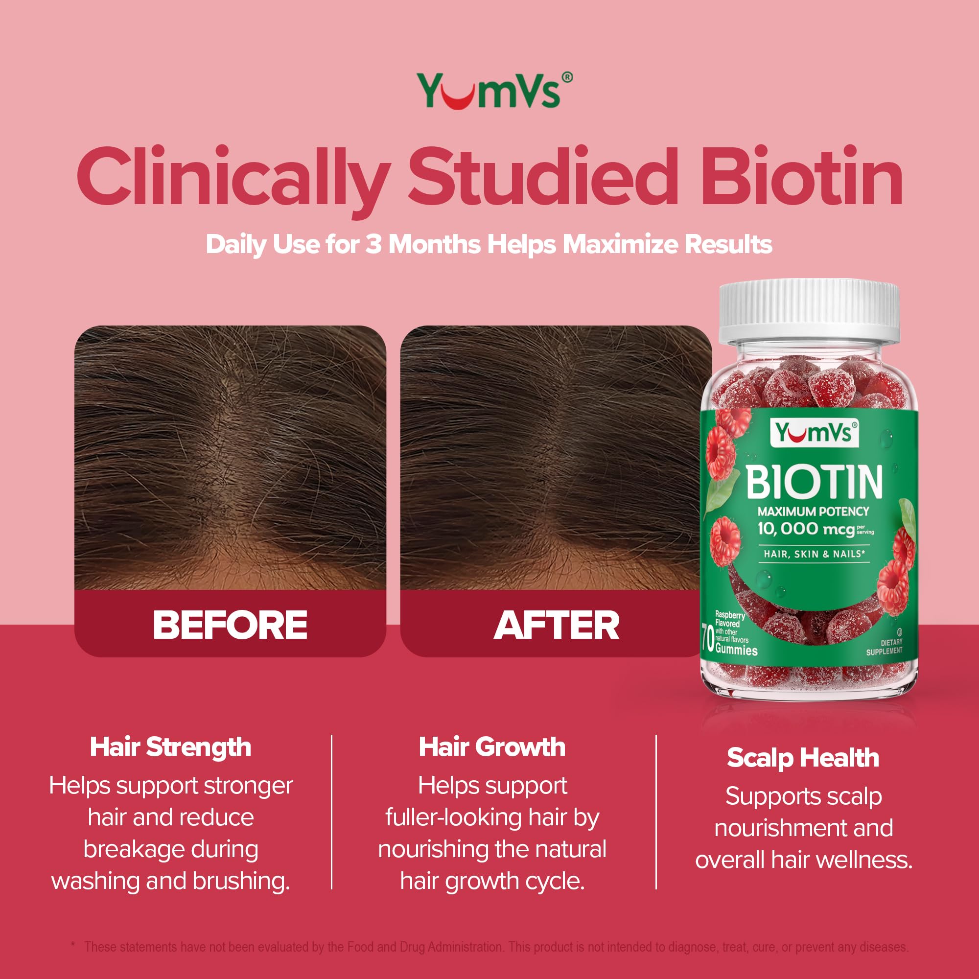 YUM-V'S Biotin Gummies 10,000 mcg per Serving (70 Count) — Amazon image 6