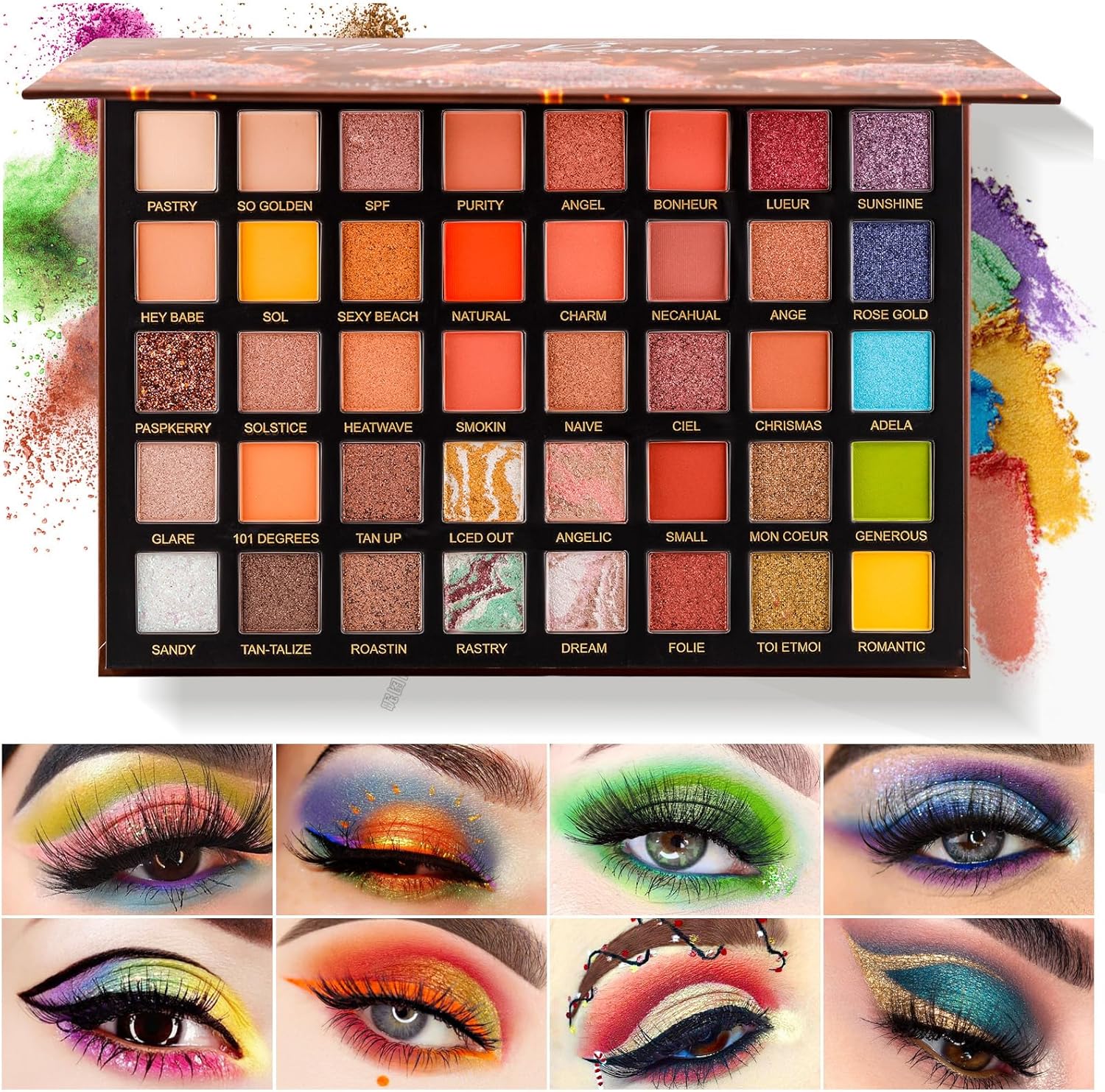 Watervast Palette, professionele make-up shadowpalette, 40 metallic oogschaduw-palet, langkleurig-gepigmenteerd, langdurige glinsterende oogschaduw, cosmetica (02)