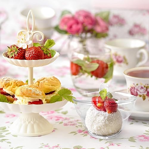 Miniatura 2 de Oasis Creations Vaso redondo para postre, 4.8 onzas, 50 unidades, tapas y cucharas incluidas, plástico transparente, taza de aperitivo, taza de