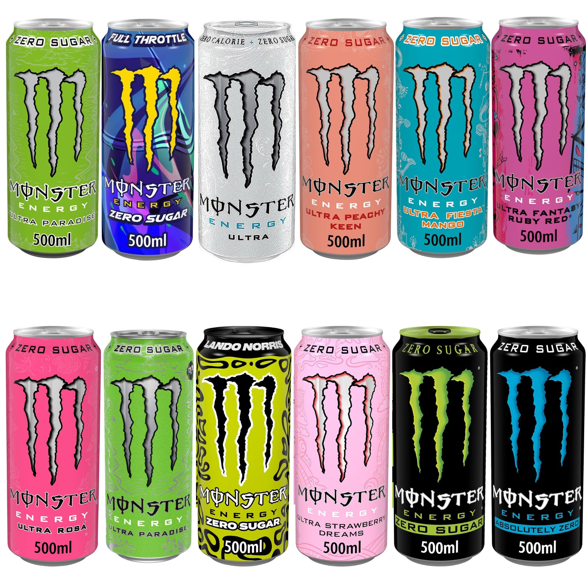 Monster Energy Zero Sugar Energy Drink - Mixed Flavours Variety Pack of 12 x 500ml Cans | Sugar Free - High Caffeine Performance Drink : Amazon.co.uk: Grocery