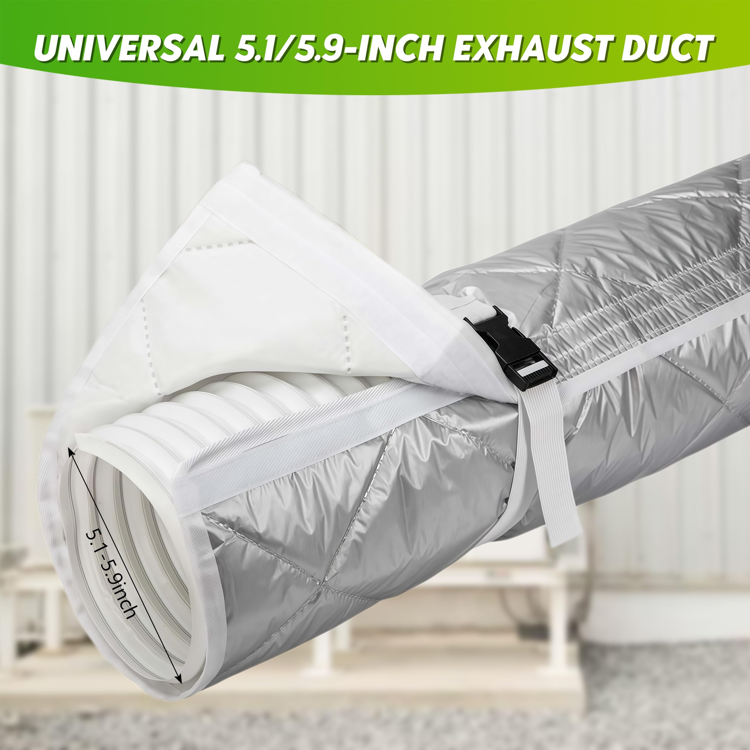 Housse de tuyau de climatisation - 58 x 147 cm - Réutilisable - Étanche - Isolation du tuyau de climatisation - Portable - Avec sangle