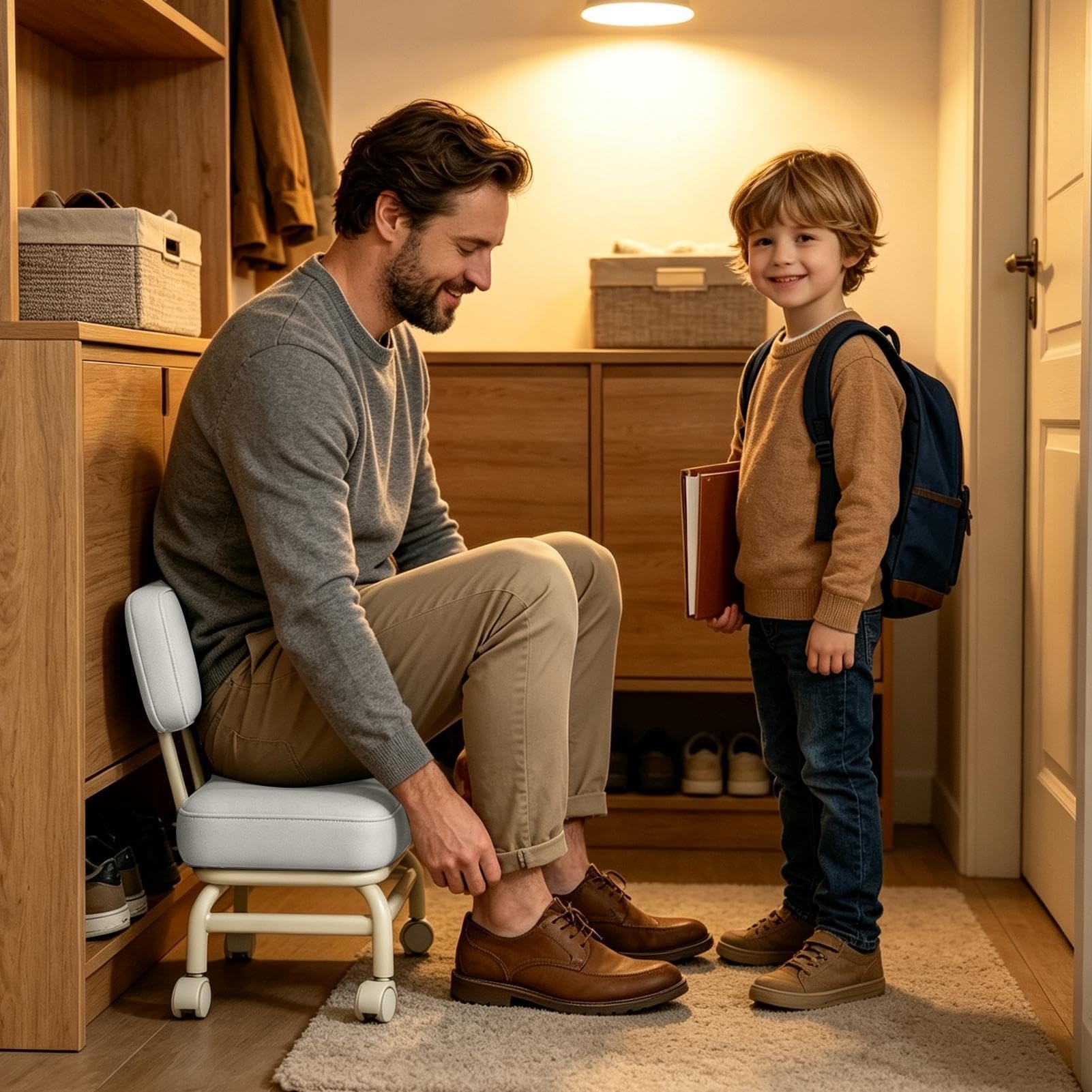 Sgabello a rotelle basso, impermeabile, girevole a 360 gradi, con spessore