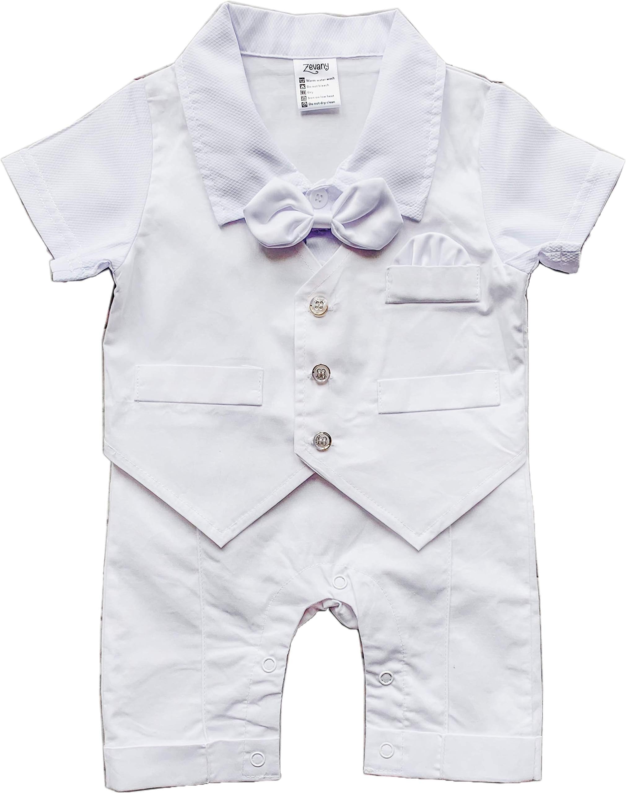 White Baby Boy Christening Baptism Wedding Blessing Suit Outfit