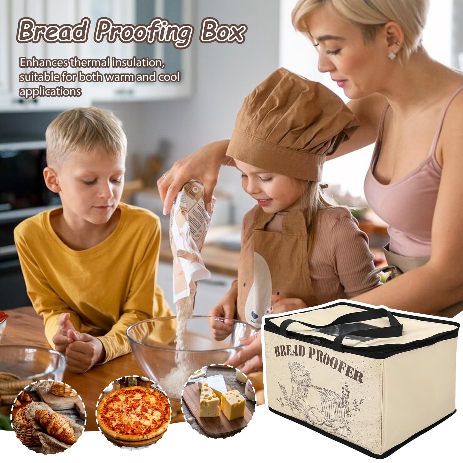 Pojemnik do fermentacji chleba na zakwasie, 30 l, składane, pudełko do pieczenia ciasta, regulowana temperatura i timer, szafka do fermentacji z pokrywką, do domu, chleba, pizzy, jogurtu, wina