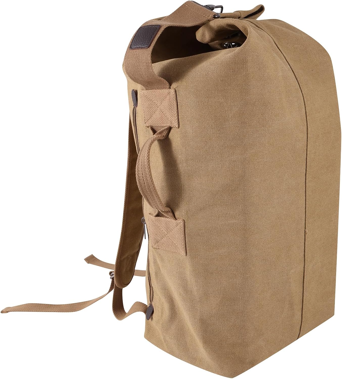 MosaiRudo Large Capacity Canvas Leisure Backpack Tactical Military Duffel Bags Travel Climbing Bag,Gym Bag Top Load for Outdoor Sports (Khaki, Upgrade L)