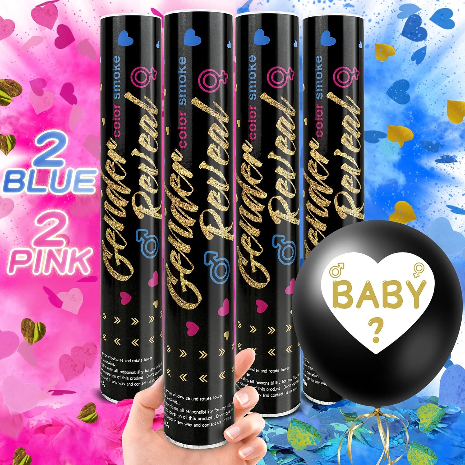 Gender Reveal Cannons & Confetti Balloon, Gender Reveal Confetti Cannon