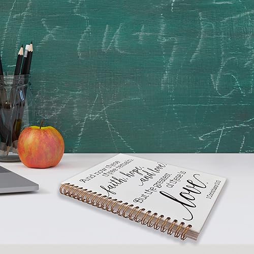 Miniatura 3 de VNWEK Escritura bíblica cristiana 1 Corintios 1313 y ahora estos tres restos de espiral diario de 5.5 x 8.3 pulgadas, cuaderno de espiral forrado