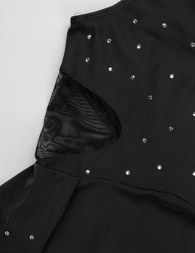 Miniatura 4 de JEATHA Vestido de patinaje sobre ruedas con diamantes de imitación sin mangas con diamantes de imitación para niñas y niñas, leotardo de gimnasia