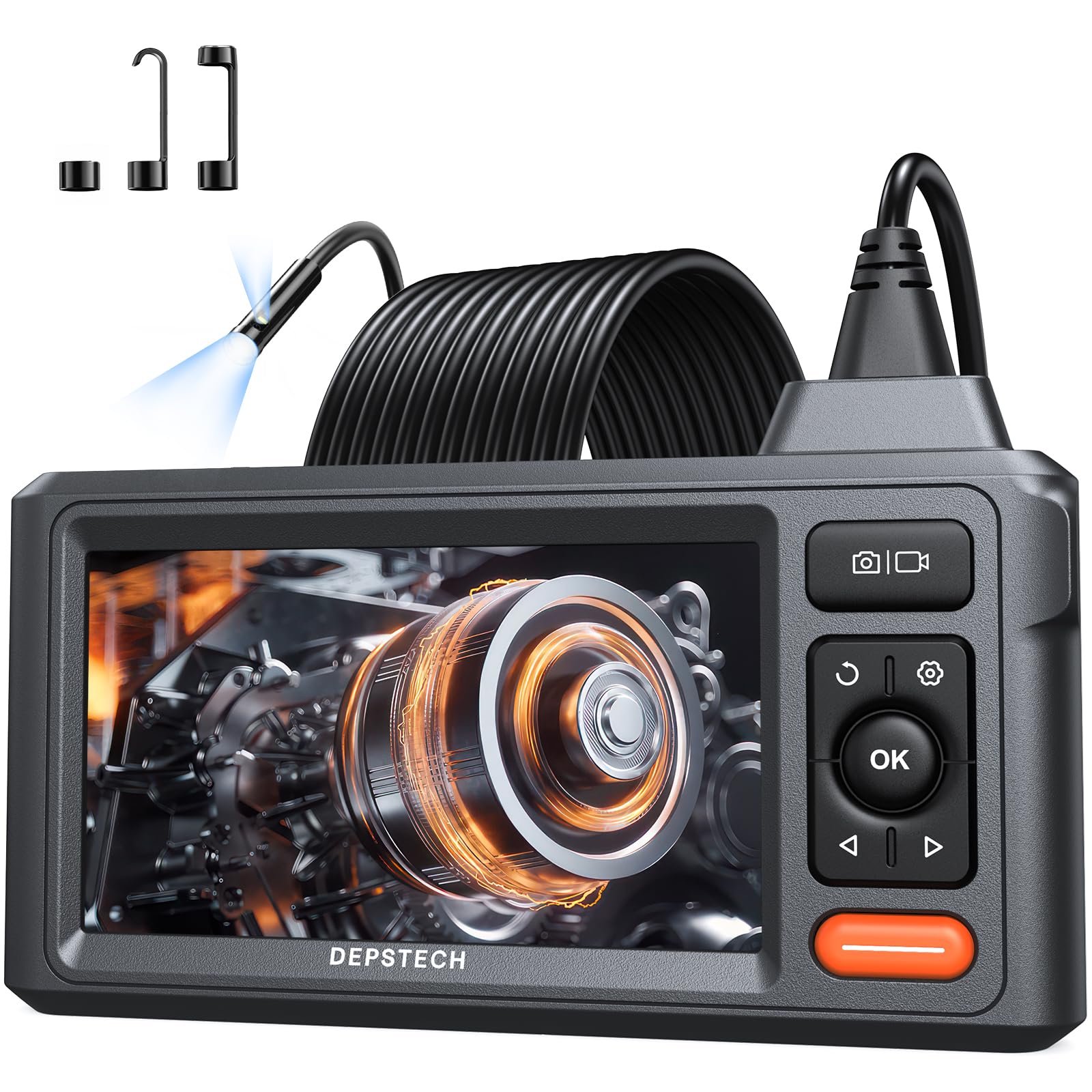 Industriële endoscoopcamera met 5 m flexibele kabel, 1080P HD 8 mm IP67 waterdichte camera met 4,3 inch IPS-scherm, 8 LED-verlichting, geen app vereist Industriële endoscoopcamera met 5 m flexibele kabel, 1080P HD 8 mm IP67 waterdichte camera met 4,3 inch IPS-scherm, 8 LED-verlichting, geen app vereist