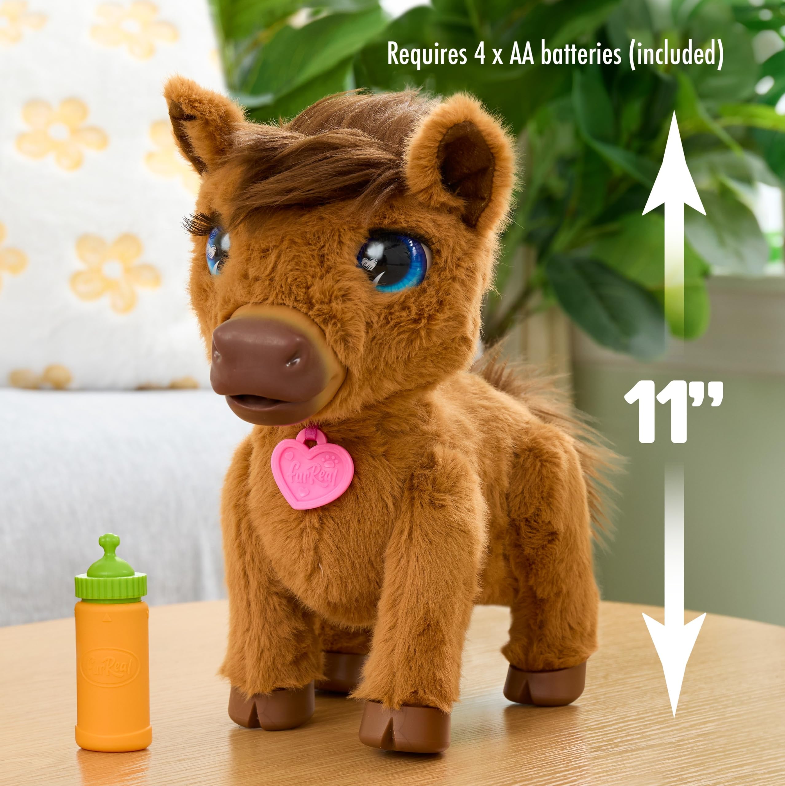 Peluche Interactivo Penny The Feed & Prance Pony de furReal | con más de 50 sonidos y reacciones, camina al activar el biberón, funciona con 4 pilas AA (incluidas), a partir de 4 años