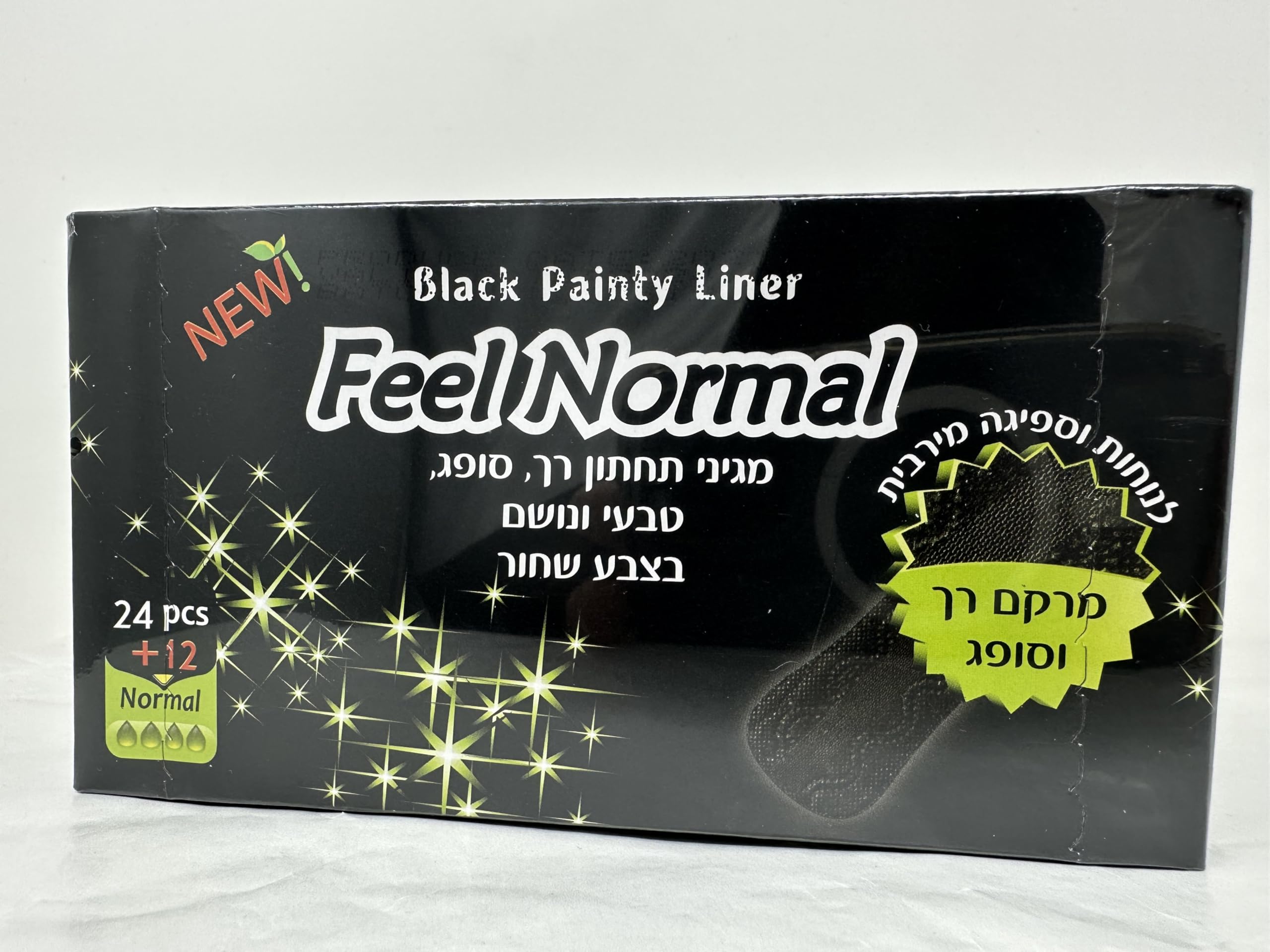 Feel Normal Disposable Black Panty Liners for Women 36 pcs with Protective Layer for Extra Protection Against Leaks
