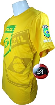 Rhinoxgroup Men Brazil Soccer Poly Shirt Jersey -02 Large Yellow