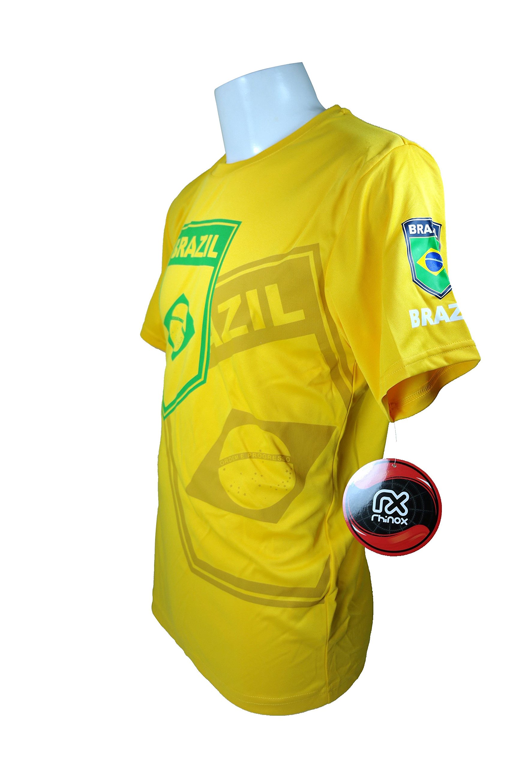 RHINOXGROUP Brazil Soccer Officially Licensed Adult Soccer Training Performance Poly Jersey Rhinox-001 Large Yellow
