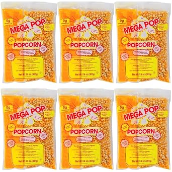 Mega-pop Popcorn 6 count, Oil and Salt Kit with Coconut Oil - Flavored Popcorn - Butter Corn/Oil/Salt Kits,22 oz